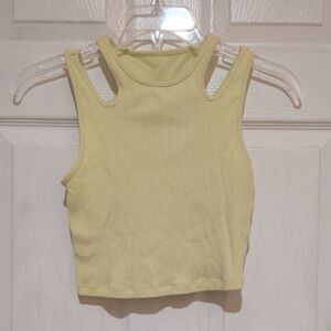 American Eagle Outfitters Light Yellow Ribbed Tank Top